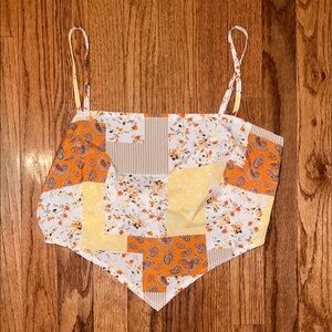 SHEIN Bandana Paisley Yellow & Orange Floral Tank Top Crop Top Women’s Small